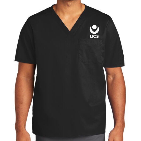 Unisex WorkFlex ™ Chest Pocket V Neck Top Thumbnail