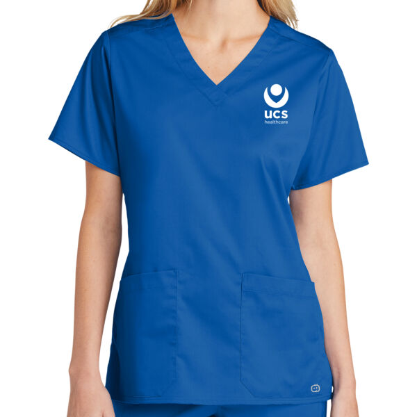 Unisex WorkFlex ™ Chest Pocket V Neck Top Thumbnail